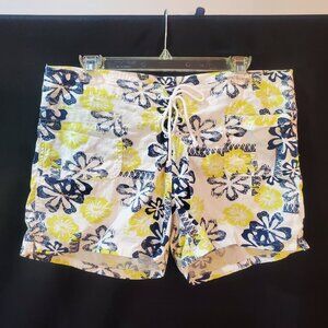 NWOT OP Juniors 13 White Floral Print Lace Up Front Board Shorts Swim Trunks